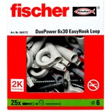 fischer EasyHook Loop DuoPower 6x30, Dübel weiß, 25 Stück, mit EasyHook Öse