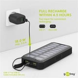 goobay Outdoor Schnelllade-Powerbank 20.000 mAh mit Solar schwarz, USB-C PD, QC 3.0