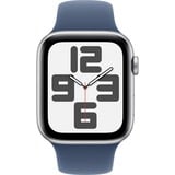 Apple Watch SE, Smartwatch silber, Aluminium, 44 mm, Sportarmband Denim S/M, Cellular