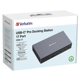 Verbatim USB-C Pro Docking Station CDS-17, 17 Port , Dockingstation aluminium/schwarz, HDMI, DP, RJ-45, USB-A, USB-C, SD, microSD, Audio