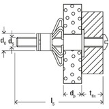 fischer Hohlraum-Metalldübel HM 4x32 S silber, 50 Stück, mit metrischer Schraube