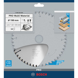 Bosch Kreissägeblatt Multi Material, Ø 190mm, 54Z Bohrung 30mm, für Handkreissägen