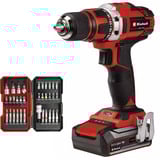 EINHELL Power X-Change Akku-Bohrschrauber TE-CD 18/40 Li, 18 Volt rot/schwarz, 1x Li-Ion-Akku 2,5Ah, mit Bit-Set 34-teilig