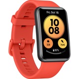 Huawei Watch FIT New, Smartwatch schwarz, Silikonarmband in Pomelo Red