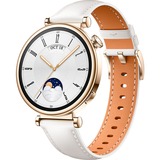 Huawei Watch GT4 41mm (Aurora-B19L), Smartwatch gold/weiß, weiß-braunes Lederarmband