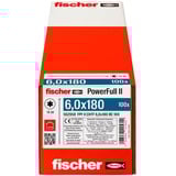 fischer Holzbauschraube PowerFull II 6,0x180 ZK TX VG 100 Stück, Vollgewinde, verzinkt