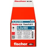 fischer Holzbauschraube PowerFull II 6,0x180 ZK TX VG 100 Stück, Vollgewinde, verzinkt