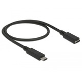 DeLOCK USB 3.2 Gen 1 Verlängerungskabel, USB-C Stecker > USB-C Buchse schwarz, 0,5 Meter, SuperSpeed