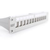 Digitus Modulares Patchpanel, 12-Port, unbestückt grau, 1 HE, für Keystone-Module