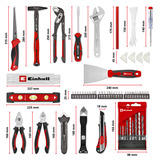 EINHELL E-Case Werkzeugkoffer Renovierung, 78-teilig, Werkzeug-Set schwarz/rot