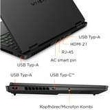 OMEN 16-am0074ng, Gaming-Notebook schwarz, Intel® Core™ i7-14650HX, NVIDIA GeForce RTX 5070, 16 GB DDR5, 1 TB (1 TB SSD), Windows 11 Home