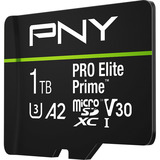PNY Pro Elite Prime microSD 1 TB, Speicherkarte schwarz/grün, Class 10, U3, V30, A2, SD-Adapter