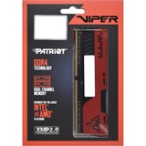 Patriot DIMM 8 GB DDR4-2666 (2x 4 GB) Dual-Kit, Arbeitsspeicher rot/schwarz, PVE248G266C6K, Viper Elite II, INTEL XMP