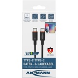 Ansmann USB 2.0 Kabel, USB-C Stecker > USB-C Stecker anthrazit, 60cm, PD 3.1, Laden mit bis zu 140 Watt, gesleevt