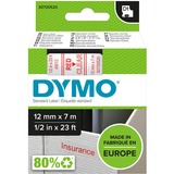 Dymo D1-Schriftband S0720520 rot, 12 mm x 7 m, rot auf transparent