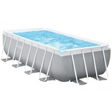 Intex Frame Pool Set Prism Rectangular 400 x 200 x 122cm, Schwimmbad hellgrau/blau, Kartuschenfilteranlage