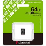 Kingston Canvas Select Plus 64 GB MicroSDXC, Speicherkarte schwarz, UHS-I U1, Class 10, V10