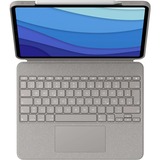 Logitech Combo Touch für iPad Pro 12 5/6 Gen. 920-010216, Tastatur hellbeige, DE-Layout, Scherenmechanik, für iPad Pro 12,9" (5. und 6. Generation)