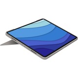 Logitech Combo Touch für iPad Pro 12 5/6 Gen. 920-010216, Tastatur hellbeige, DE-Layout, Scherenmechanik, für iPad Pro 12,9" (5. und 6. Generation)
