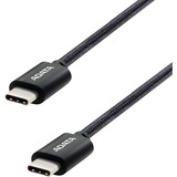 ADATA USB 2.0 Kabel, USB-C Stecker > USB-C Stecker schwarz, 1 Meter, PD 3.0, QC 3.0, Laden mit bis zu 100 Watt
