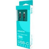 ADATA USB 2.0 Kabel, USB-C Stecker > USB-C Stecker schwarz, 1 Meter, PD 3.0, QC 3.0, Laden mit bis zu 100 Watt