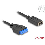 DeLOCK 19 Pin USB Pfostenbuchse zu USB Typ-E Key A Buchse, Adapter schwarz/blau, 25cm