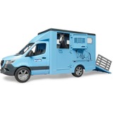 bruder 02674 MB Sprinter Tiertransporter mit Pferd, Modellfahrzeug blau