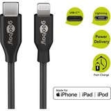 goobay USB 2.0 Adapterkabel, USB-C Stecker > Lightning Stecker schwarz, 1 Meter, PD, Laden mit bis zu 87 Watt
