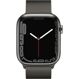 Apple Watch Series 7, Smartwatch graphit/graphit, 45 mm, Milanaise Armband, Edelstahl-Gehäuse, LTE