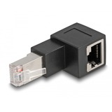 DeLOCK Adapter RJ-45 Stecker > RJ-45 Buchse, Cat.6a schwarz, 90° nach oben gewinkelt