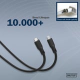 Digitus USB 3.2 Gen 2 Silikon-Anschlusskabel USB-C > USB-C schwarz, 0,5 Meter, PD, Laden mit bis zu 100 Watt