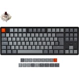 Keychron K8, Gaming-Tastatur schwarz/grau, DE-Layout, Gateron Brown, Hot-Swap, Aluminiumrahmen, RGB