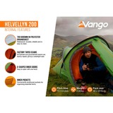 Vango Kuppelzelt Helvellyn 200 grün/orange, mit Vorbau für Gepäck, Modell 2024