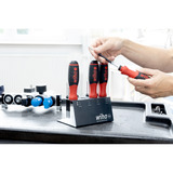 Wiha Schraubendreher mit Bithalter SoftFinish, 1/4" schwarz/rot, mit Ratschenfunktion