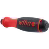Wiha Schraubendreher mit Bithalter SoftFinish, 1/4" schwarz/rot, mit Ratschenfunktion