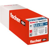 fischer Spanplattenschraube PowerFast II 8,0x180 Senkkopf TX 50 Stück, mit Teilgewinde, verzinkt