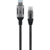 goobay Ethernet-Kabel USB-A 3.2 Gen1 Stecker > RJ-45 Stecker, LAN-Adapter schwarz/silber, 2 Meter