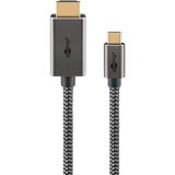 goobay USB Textil-Adapterkabel, USB-C Stecker > HDMI Stecker, 4K / 60Hz schwarz/silber, 2 Meter
