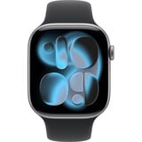 Apple Watch Series 11, Smartwatch grau, Aluminium, 46 mm, Sportarmband schwarz S/M, Cellular