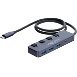 DeLOCK USB 10 Gbps Hub mit 3 x USB-A + 1 x USB-C mit Schalter, USB-Hub grau