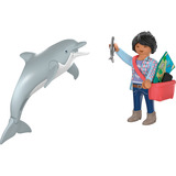 PLAYMOBIL 72091 Animals & Friends Zoo: Delfin und Besucherin, Konstruktionsspielzeug 
