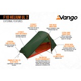 Vango Tunnelzelt F10 Helium UL 2 dunkelgrün, mit Vorraum für Gepäck, Modell 2024
