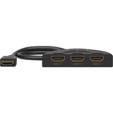 goobay HDMI-Umschaltbox 3 auf 1 (4K @ 60Hz), HDMI Switch schwarz, 55cm Kabel