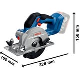 Bosch Akku-Handkreissäge GKS 18V-51 Professional solo, 18Volt blau/schwarz, ohne Akku und Ladegerät, Ø 140mm