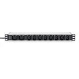Digitus Steckdosenleiste 19" PDU mit Aluminiumprofil, 10-fach, 8x C13, 2x C19 schwarz/aluminium, 2 Meter Kabel, 1 HE, 1-phasig 16A, Kaltgerätestecker C20