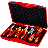 KNIPEX Werkzeug-Box "RED" Elektro Set 2, 7-teilig, Werkzeug-Set rot/gelb, mit Werkzeug-Sortiment für Elektriker