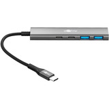 goobay Slim 4-Port USB-C auf USB-C/USB-A 5 Gbit/s, USB-Hub grau