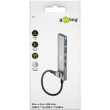 goobay Slim 4-Port USB-C auf USB-C/USB-A 5 Gbit/s, USB-Hub grau