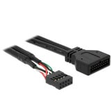 DeLOCK USB 2.0 Adapterkabel, 9 Pin Header Buchse > USB 3.2 Pin Header Stecker schwarz, 30cm