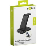 goobay Kabelloses 3in1-Ladegerät, 15 W, Ladestation schwarz